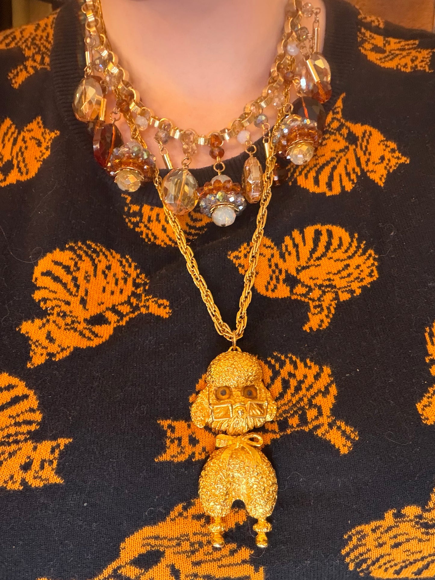 Vintage Articulated Smarty Pants Poodle Necklace
