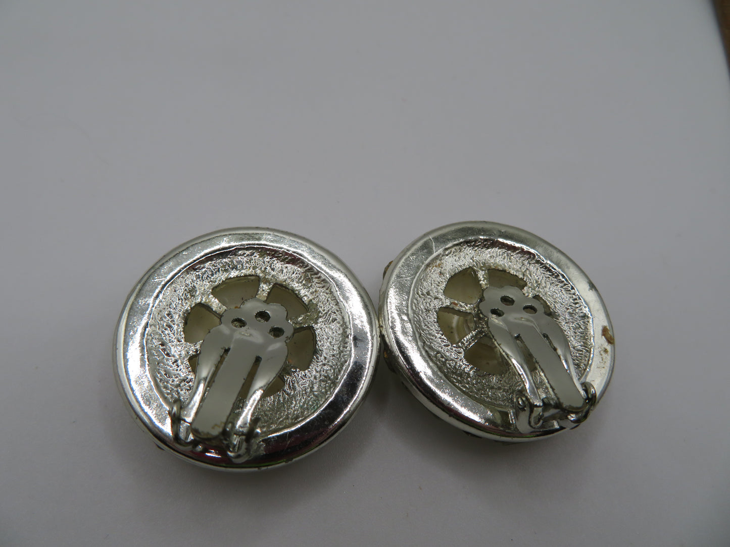 Vintage Chunky Pearl Rhinestone Oversized Clip On Earrings