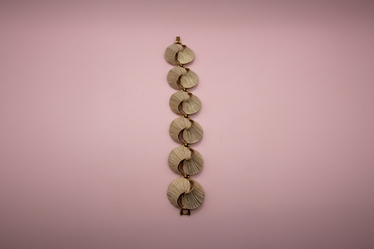 Vintage Gold & White Enamel Shell Statement Bracelet