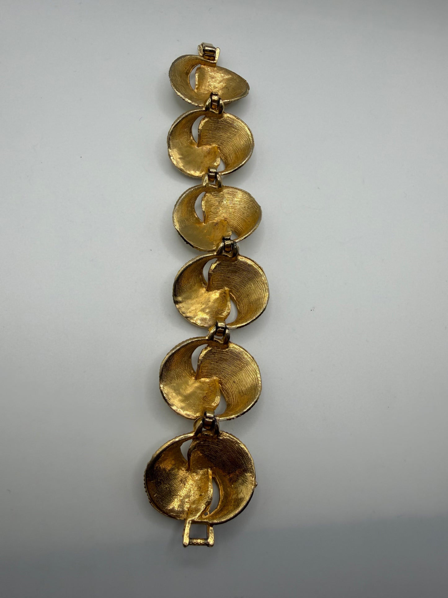 Vintage Gold & White Enamel Shell Statement Bracelet