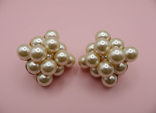 Vintage Chunky Bubble Pyramid Clip On Earrings