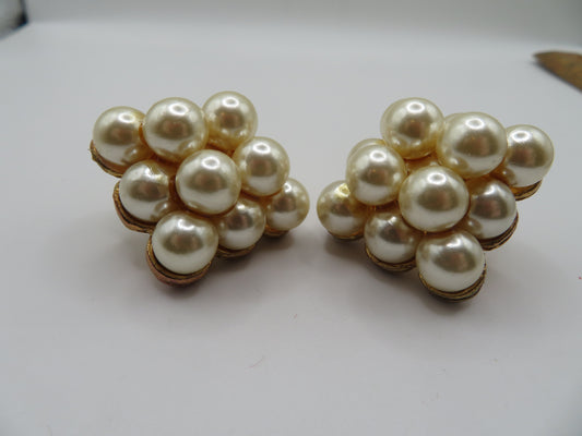 Vintage Chunky Bubble Pyramid Clip On Earrings