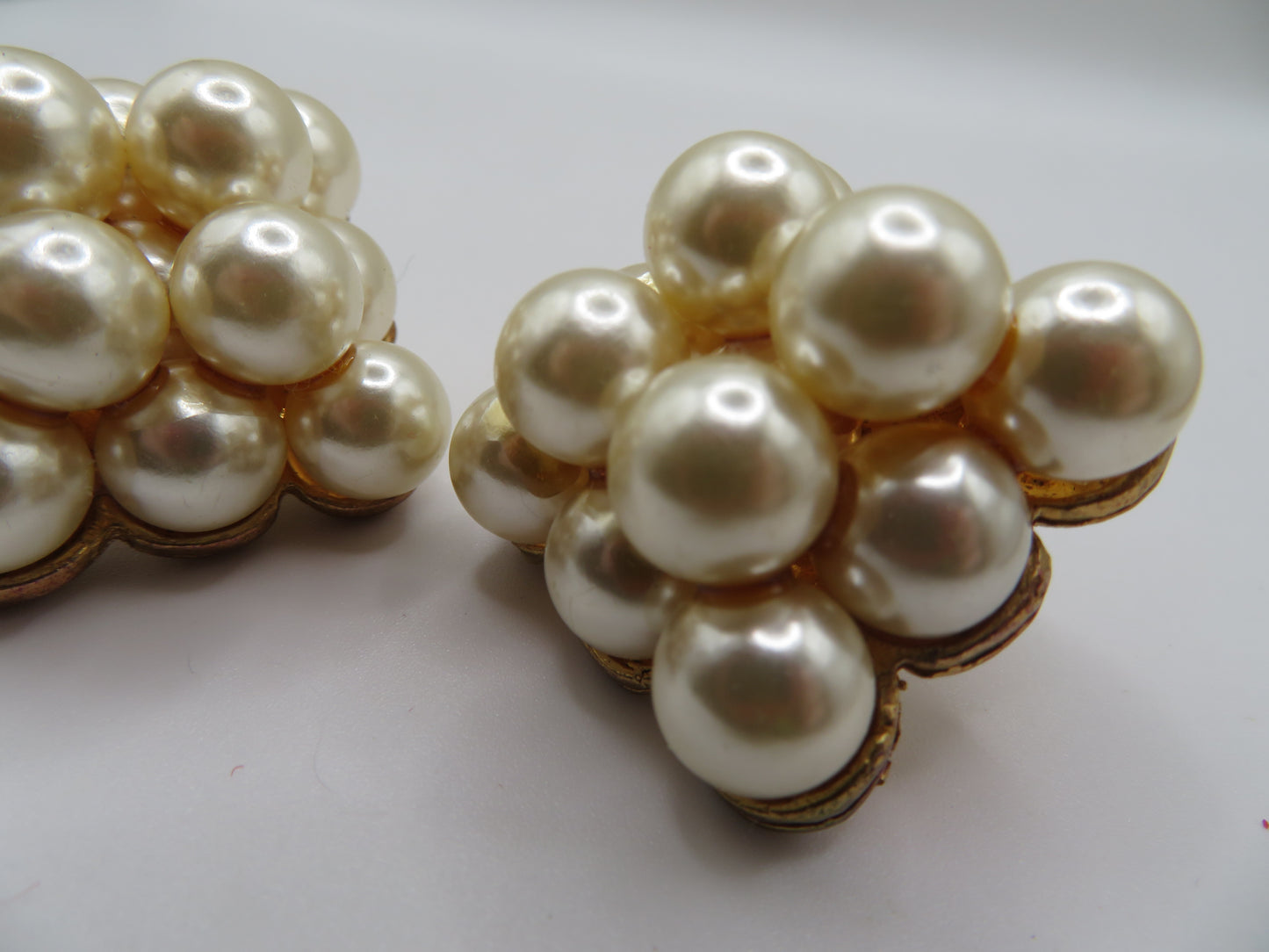 Vintage Chunky Bubble Pyramid Clip On Earrings