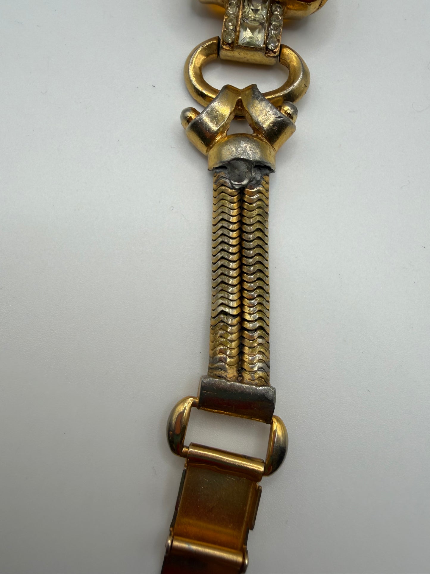 Vintage 1940s Citrine Glass Gold Retro Bracelet