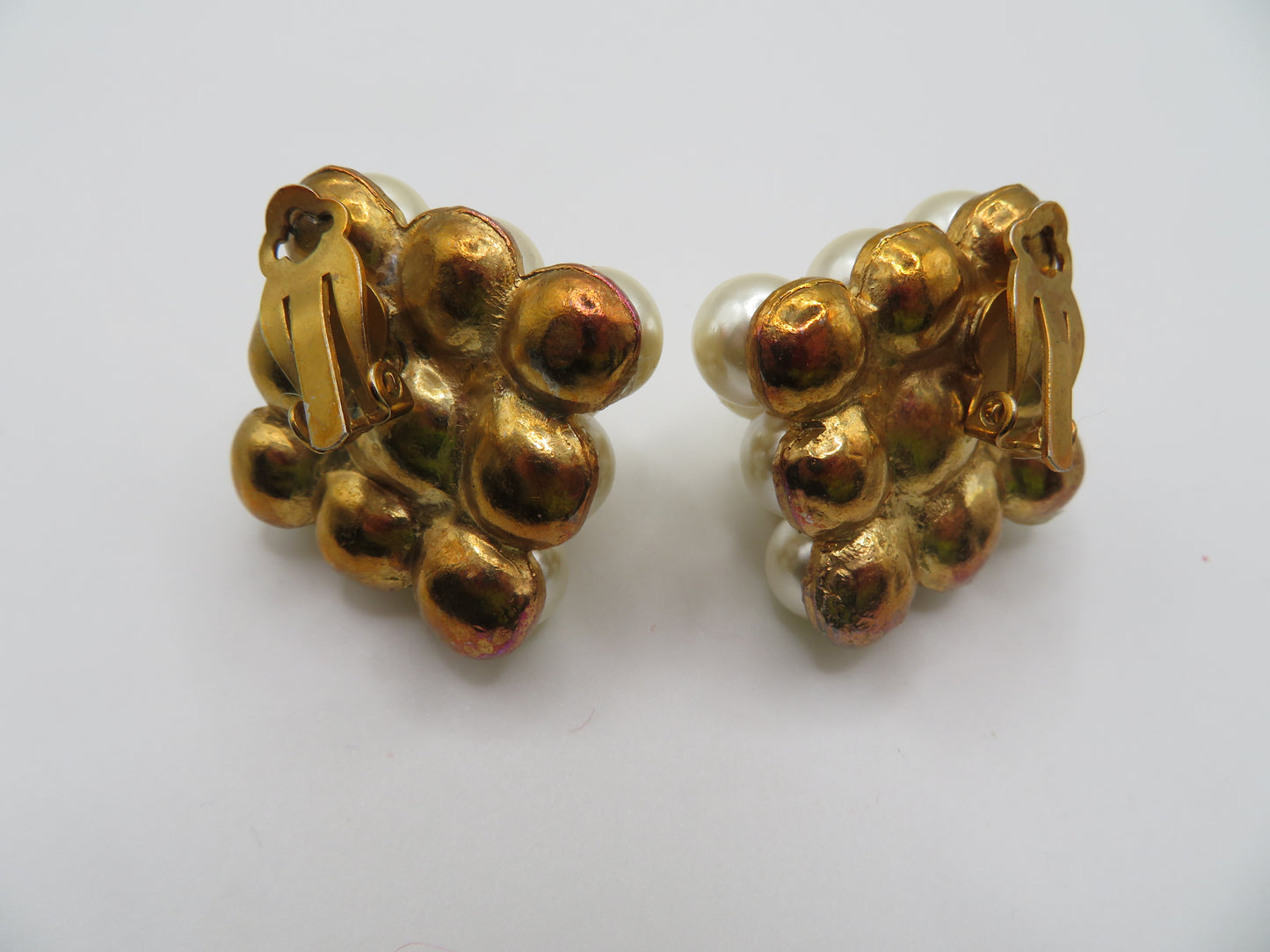 Vintage Chunky Bubble Pyramid Clip On Earrings