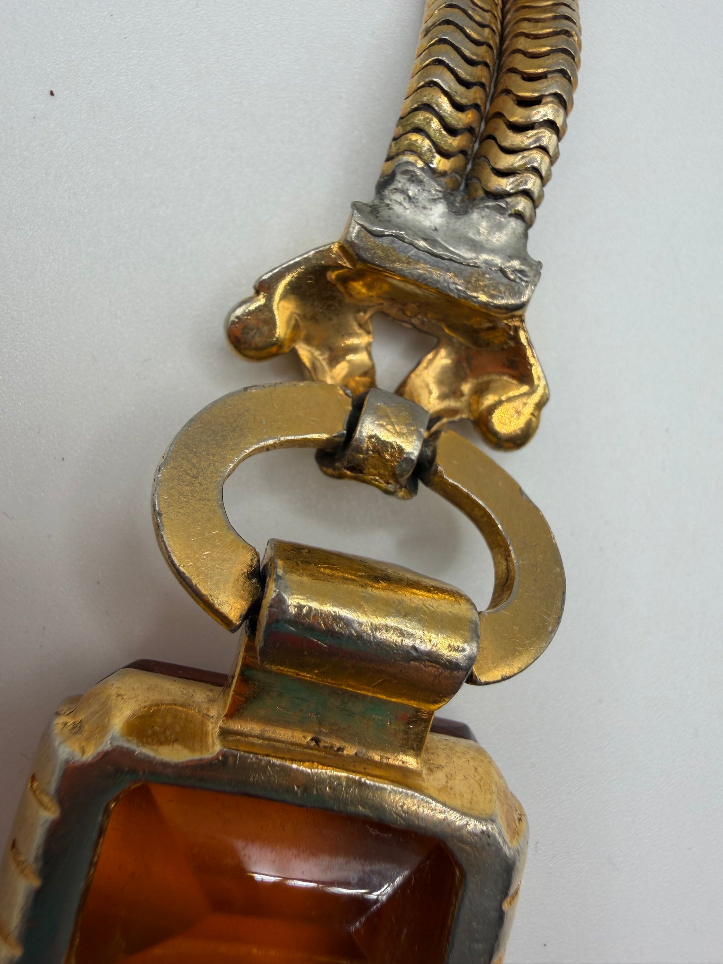 Vintage 1940s Citrine Glass Gold Retro Bracelet