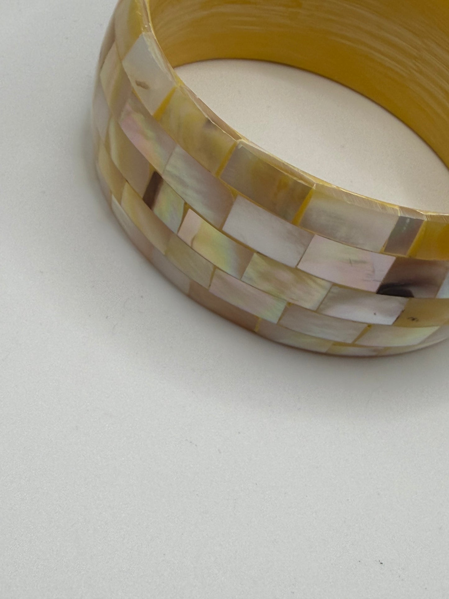 Vintage Chunky Maximalist Mother of Pearl Bangle Set