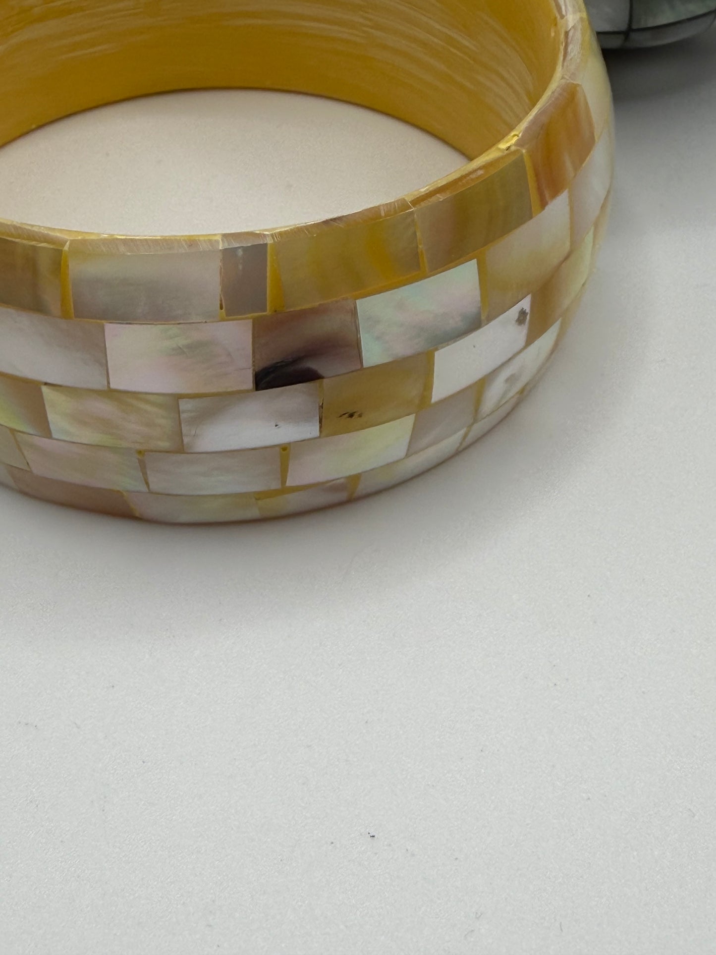 Vintage Chunky Maximalist Mother of Pearl Bangle Set