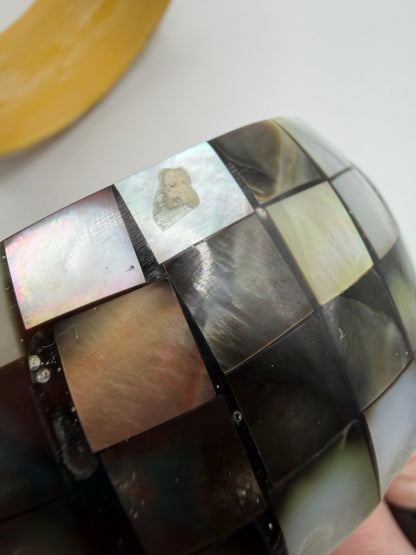 Vintage Chunky Maximalist Mother of Pearl Bangle Set