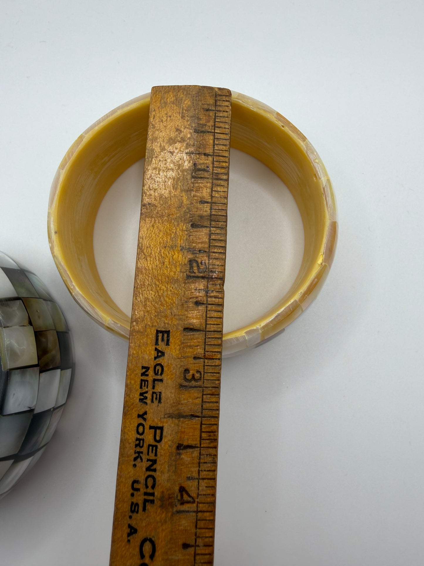 Vintage Chunky Maximalist Mother of Pearl Bangle Set