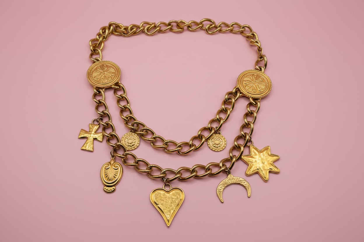 Vintage Iconic Escada Charm Necklace & Belt