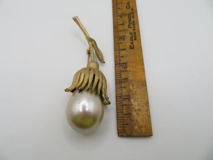 Vintage Supersized Chunky Pearl Flower Brooch