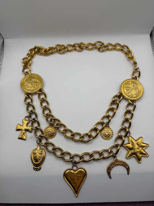Vintage Iconic Escada Charm Necklace & Belt