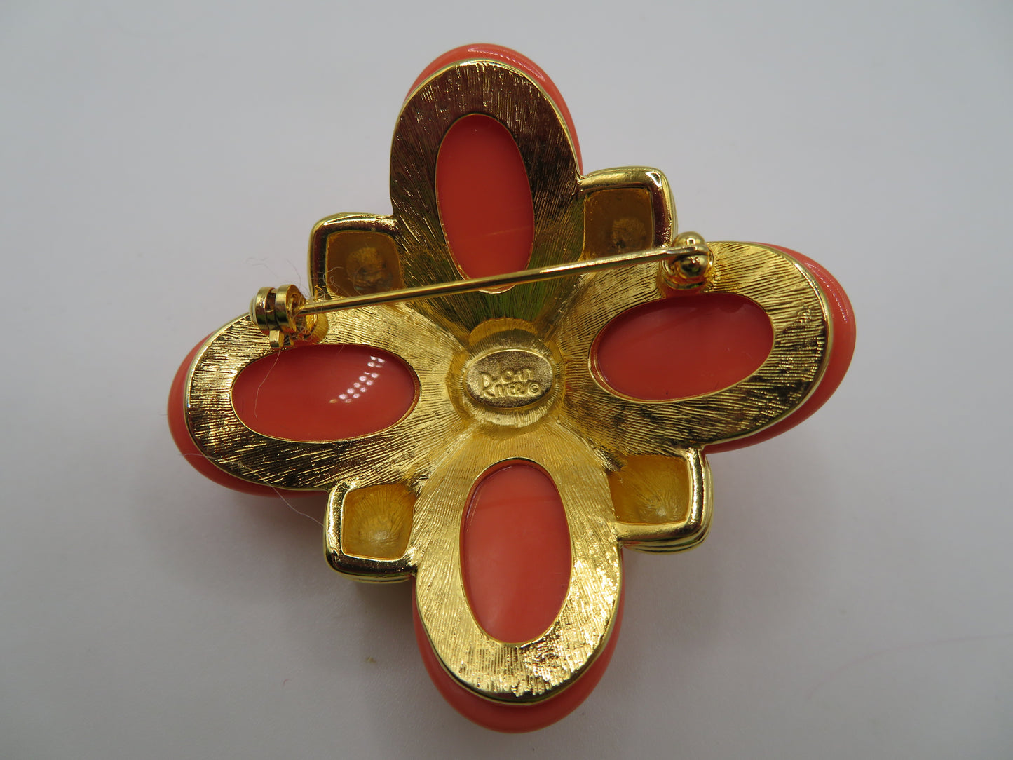 Vintage Rare Joan Rivers Chunky Salmon Pearl Brooch