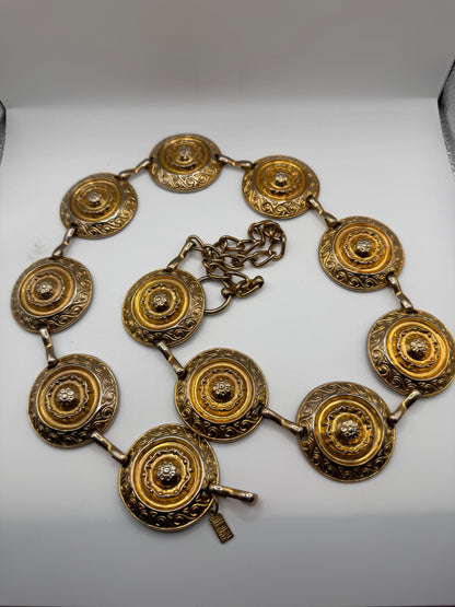 Vintage Bill Blass Chunky Gold Medallion Chain Belt