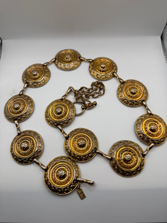 Vintage Bill Blass Chunky Gold Medallion Chain Belt