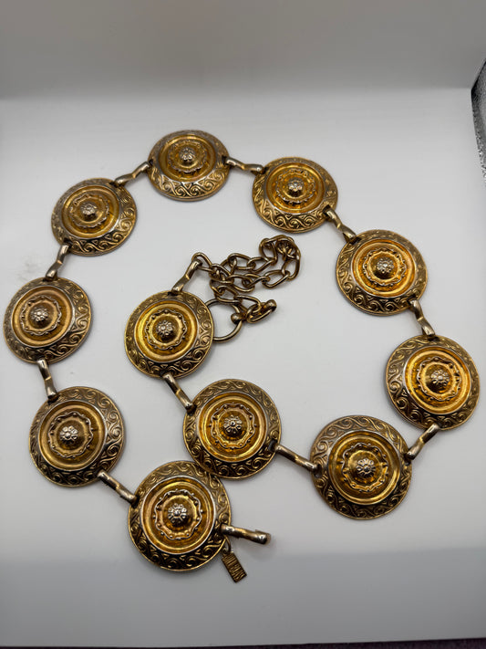 Vintage Bill Blass Chunky Gold Medallion Chain Belt