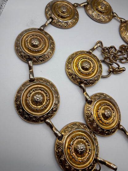 Vintage Bill Blass Chunky Gold Medallion Chain Belt