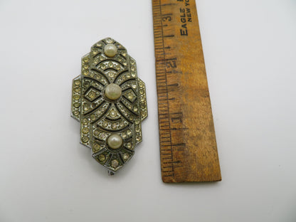 Antique Art Deco Pearl Paste Brooch