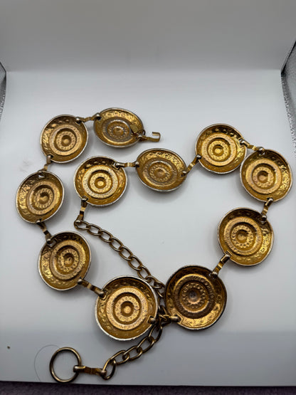 Vintage Bill Blass Chunky Gold Medallion Chain Belt