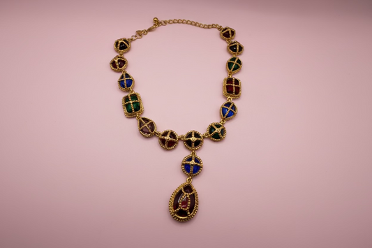 Vintage Rare 1990s Kenneth Jay Lane Gripoix Byzantine Necklace