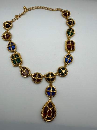 Vintage Rare 1990s Kenneth Jay Lane Gripoix Byzantine Necklace