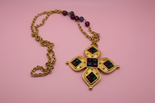 Vintage Napier Maltese Cross Golden Byzantine Necklace