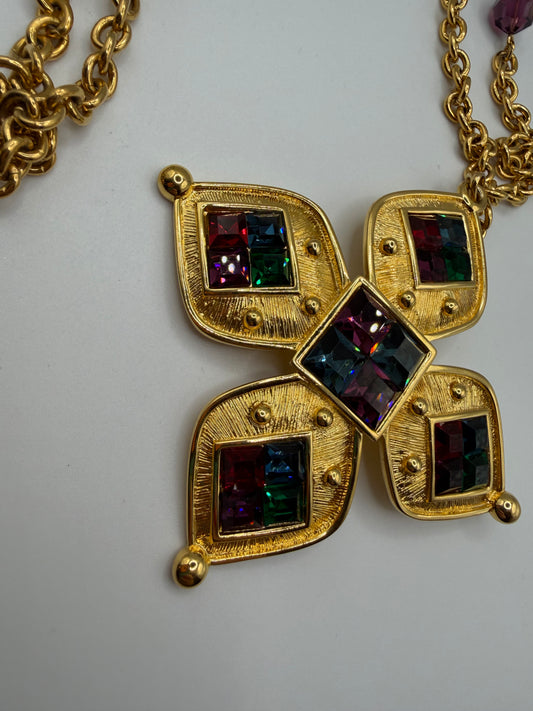 Vintage Napier Maltese Cross Golden Byzantine Necklace