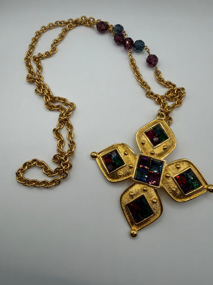 Vintage Napier Maltese Cross Golden Byzantine Necklace