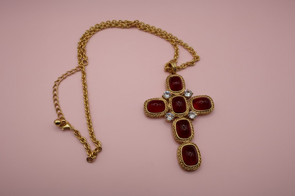 Vintage Rare Kenneth Jay Lane Oversized Byzantine Cross Necklace