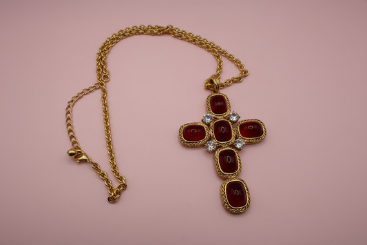 Vintage Rare Kenneth Jay Lane Oversized Byzantine Cross Necklace