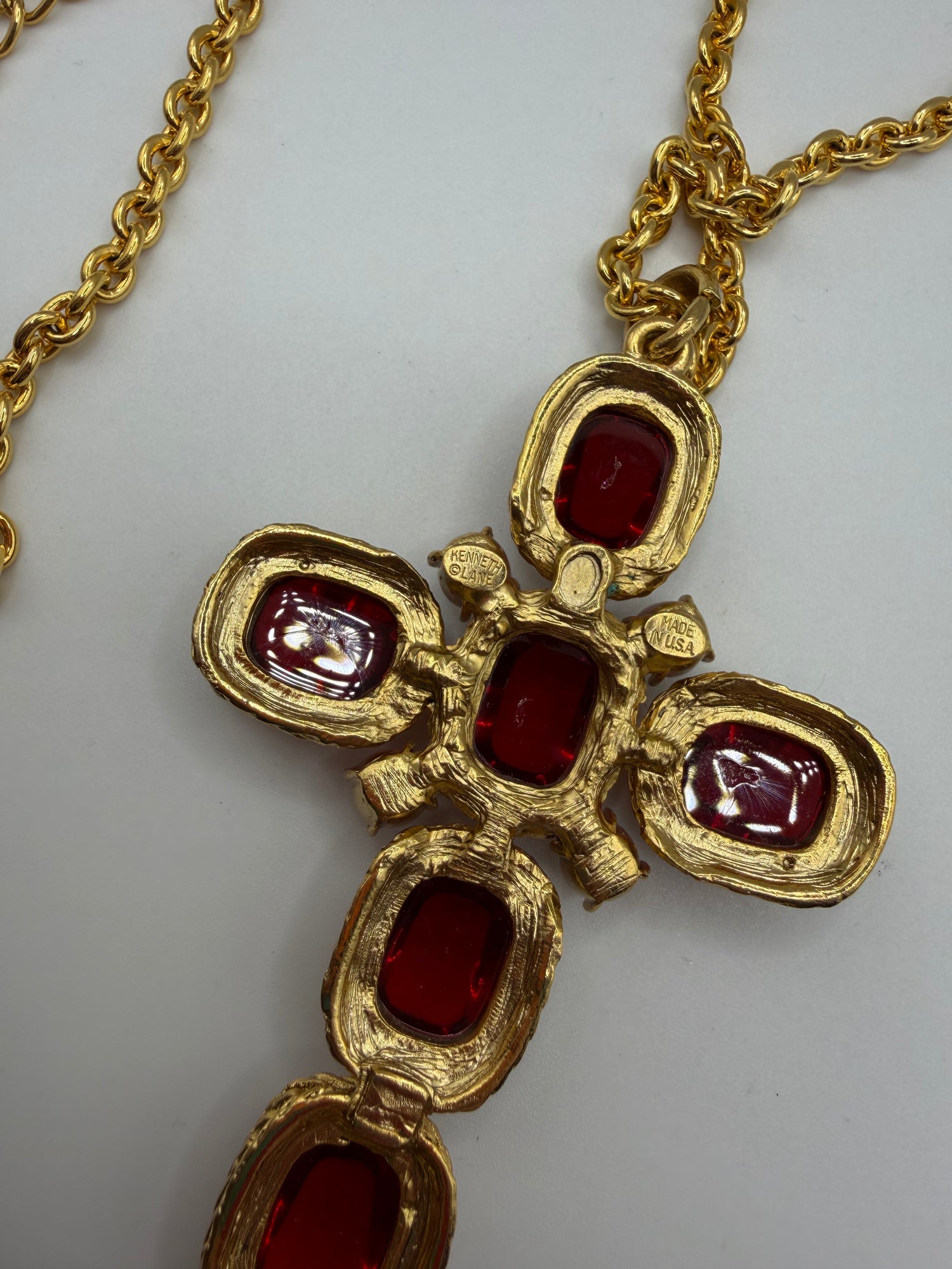 Vintage Rare Kenneth Jay Lane Oversized Byzantine Cross Necklace