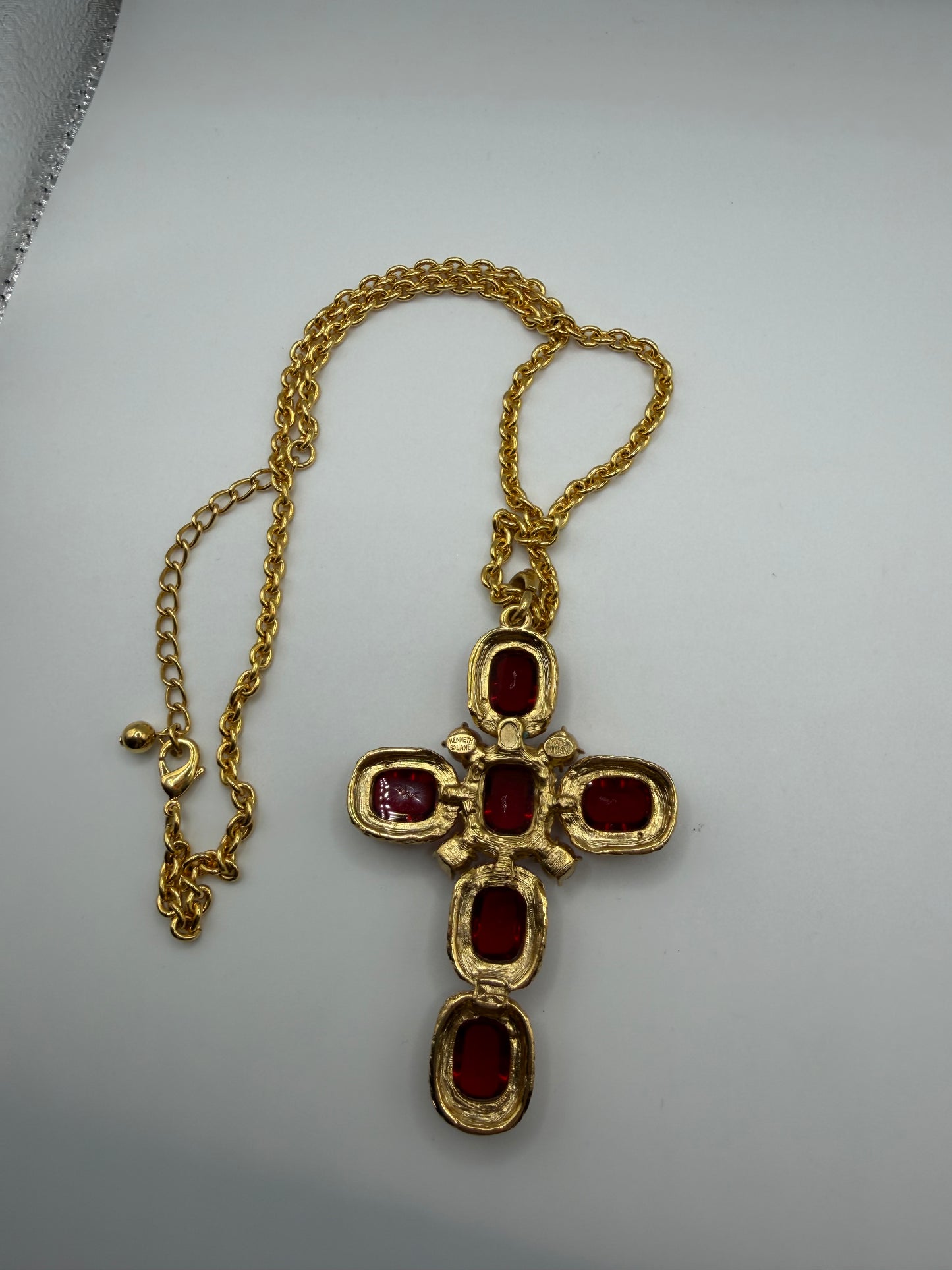 Vintage Rare Kenneth Jay Lane Oversized Byzantine Cross Necklace