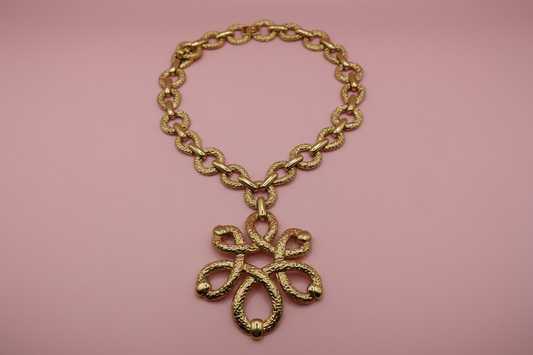 Vintage Rare Monet Etruscan Floral Statement Necklace