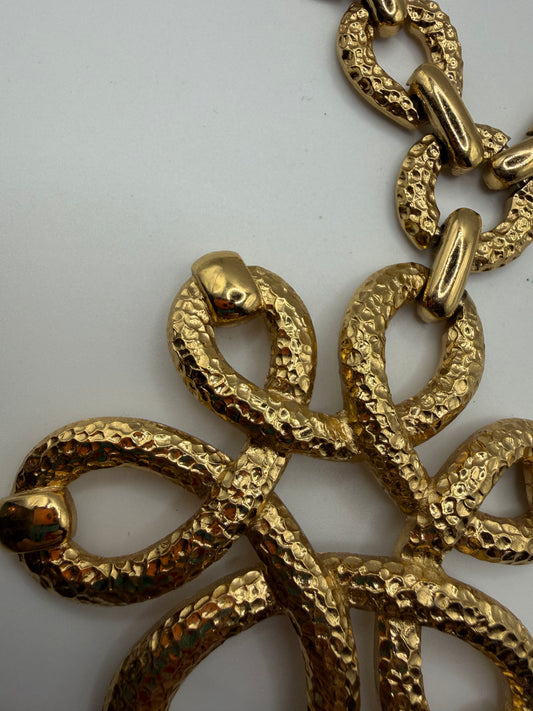 Vintage Rare Monet Etruscan Floral Statement Necklace