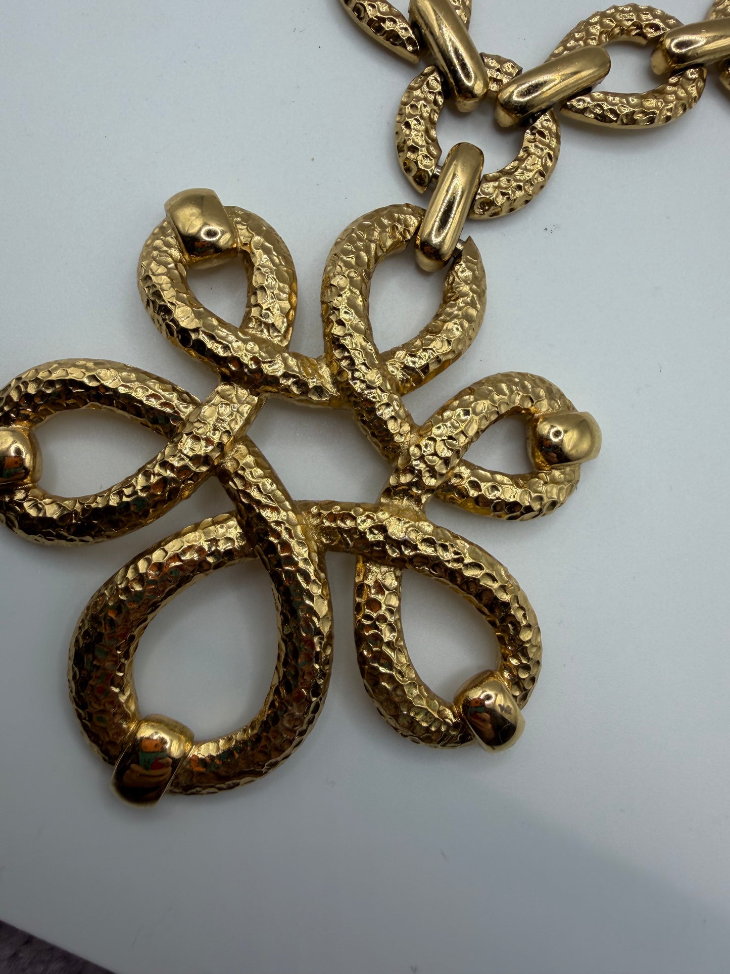 Vintage Rare Monet Etruscan Floral Statement Necklace