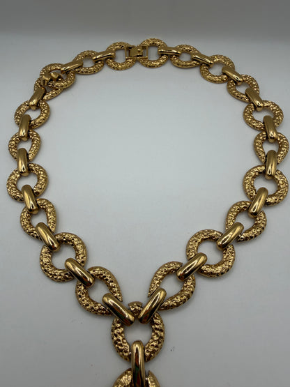 Vintage Rare Monet Etruscan Floral Statement Necklace