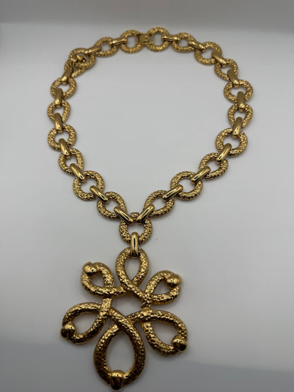 Vintage Rare Monet Etruscan Floral Statement Necklace