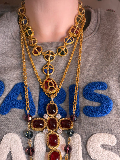 Vintage Rare 1990s Kenneth Jay Lane Gripoix Byzantine Necklace