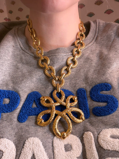 Vintage Rare Monet Etruscan Floral Statement Necklace