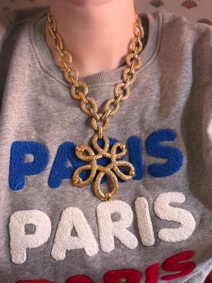 Vintage Rare Monet Etruscan Floral Statement Necklace