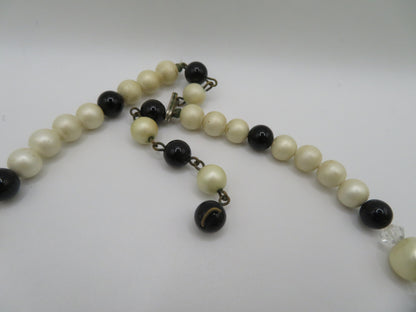 Vintage Oversized 1950s Black and White Pearl Necklace