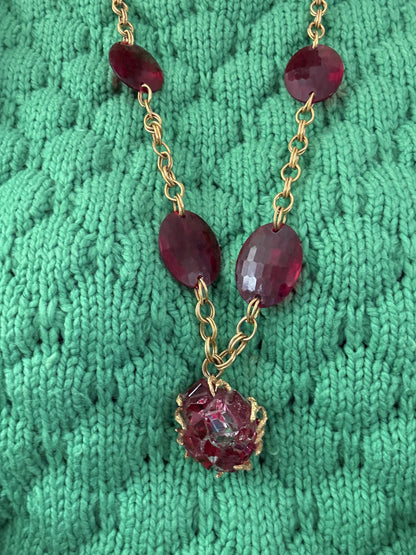 Vintage Roger Van S Red Statement Necklace