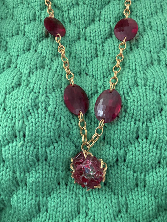 Vintage Roger Van S Red Statement Necklace