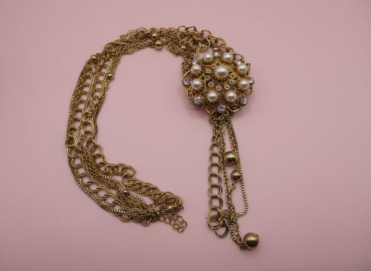 Vintage Mystical Pearl Crystal Pendant Necklace