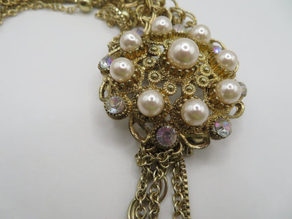 Vintage Mystical Pearl Crystal Pendant Necklace