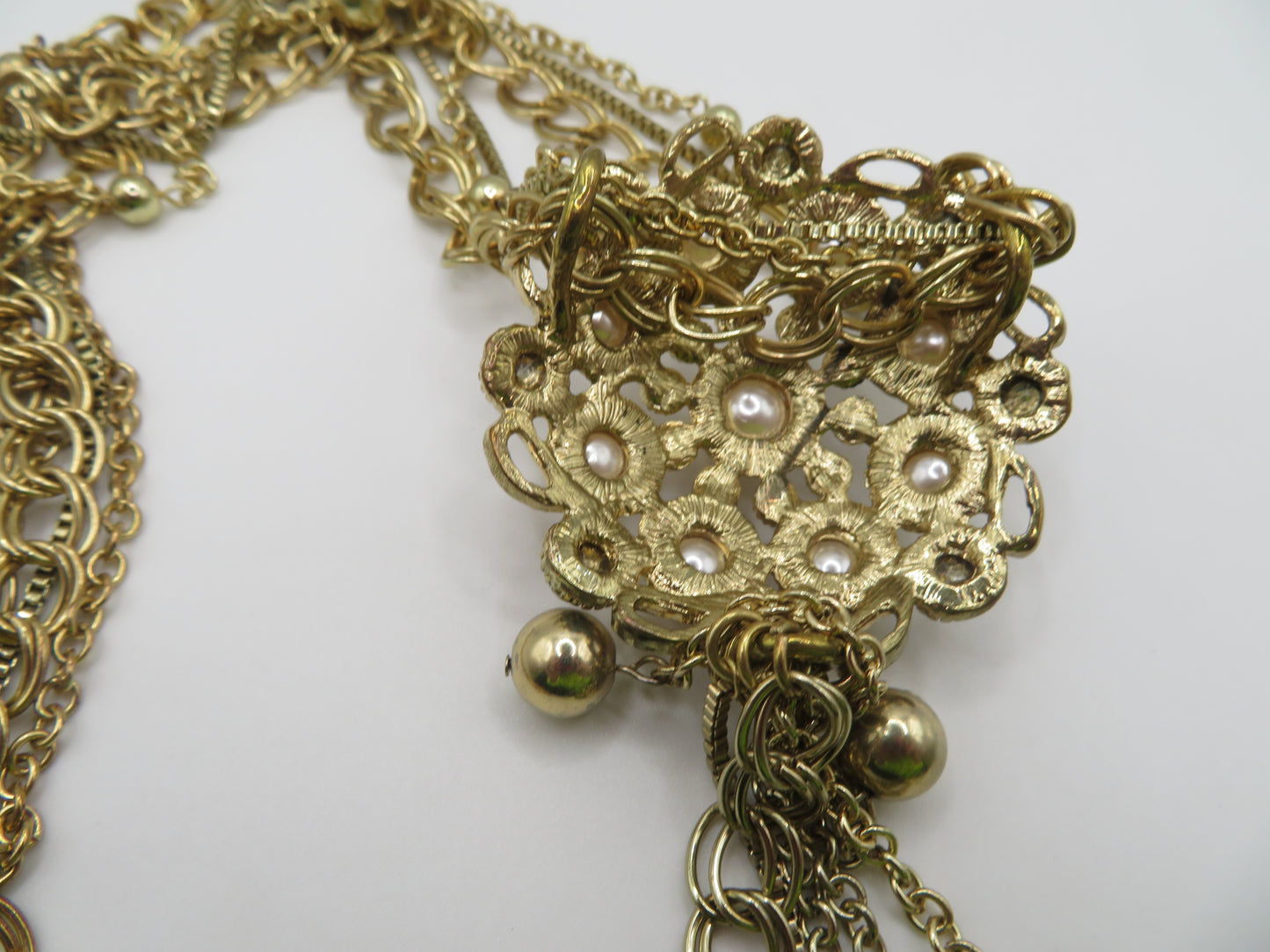Vintage Mystical Pearl Crystal Pendant Necklace