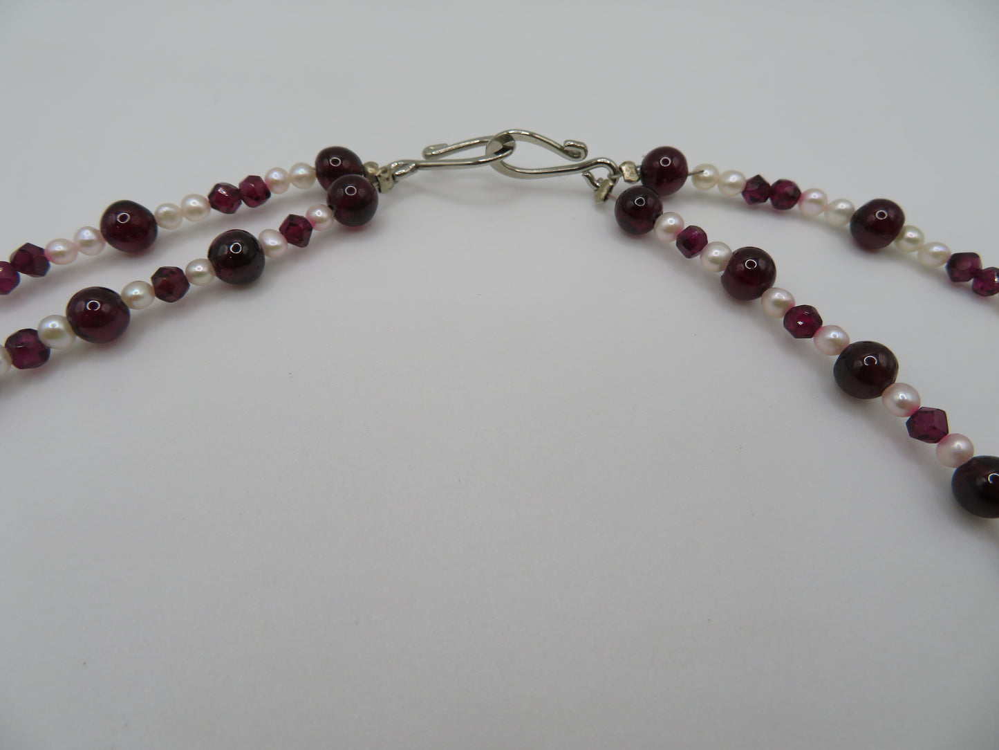 Vintage Double Strand Garnet and Pearl Necklace
