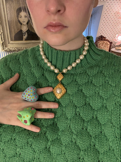 Vintage Chanel Byzantine Pearl Gold Pendant Necklace