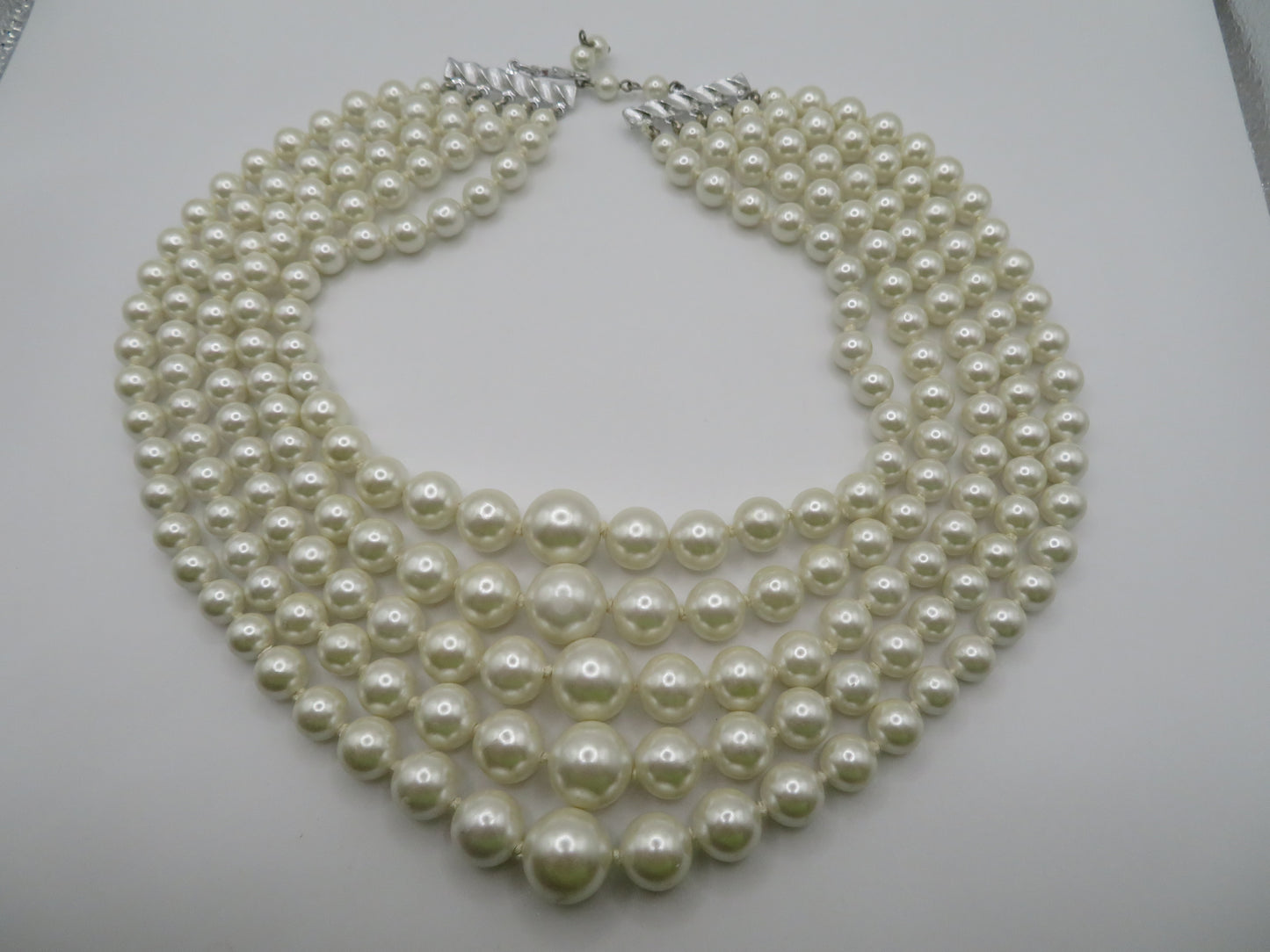 Vintage Chunky 5-Strand Pearl Collar Necklace